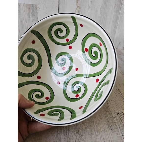 M bagwell serving bowl simply Xmas red green large salad party rare - Picture 2 of 7